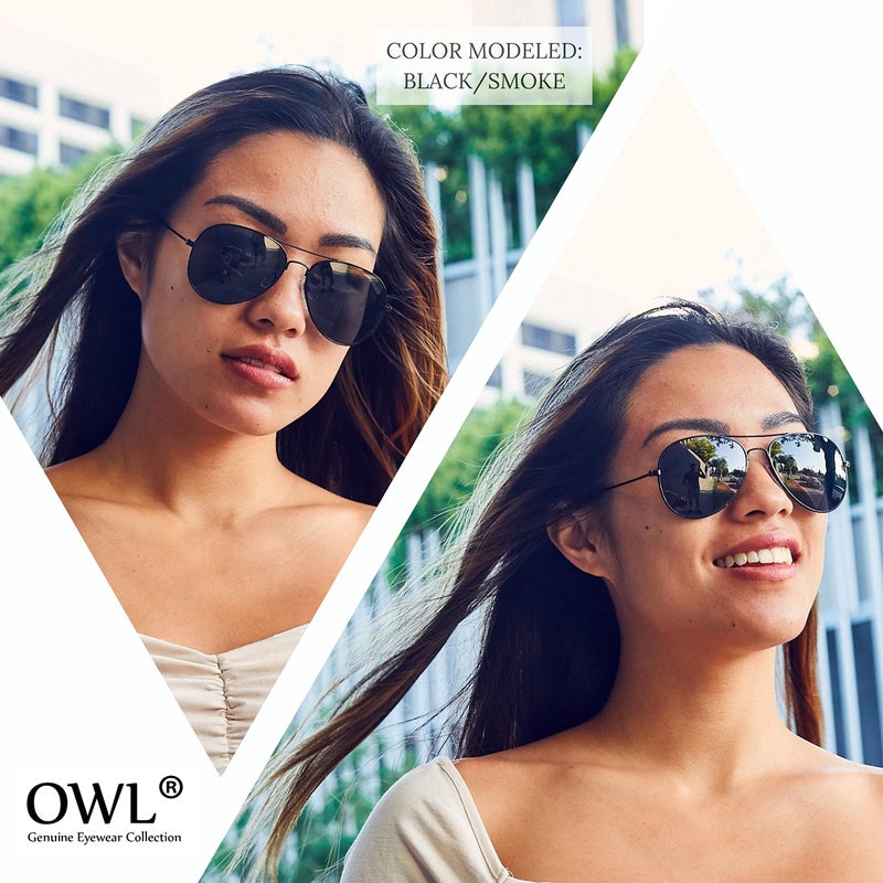 OWL Aviator Style Sunglasses Metal Frame Black Color Men Women Stylish Fashion - Image 3